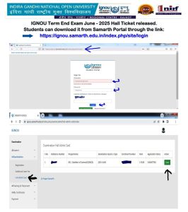 IGNOU Hall Ticket June TEE 2025